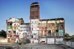 Münster Wandbild Germaniabrauerei Baustelle – Hochwertiger Stoffdruck aus Münster