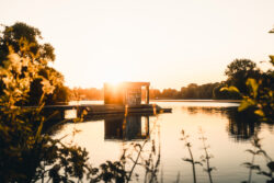 Münster Aasee - Jorge Pardo Pier im Sonnenuntergang