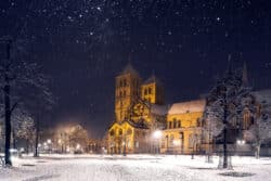 Wandbild Domplatz Münster im Winter – Stoffdruck